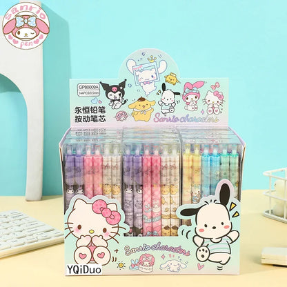 Sanrio 12pcs Mechanical Pencil Kawaii Hello Kitty Pochacco Melody Pencil-free Hb Primary School Stationery Office Supplies