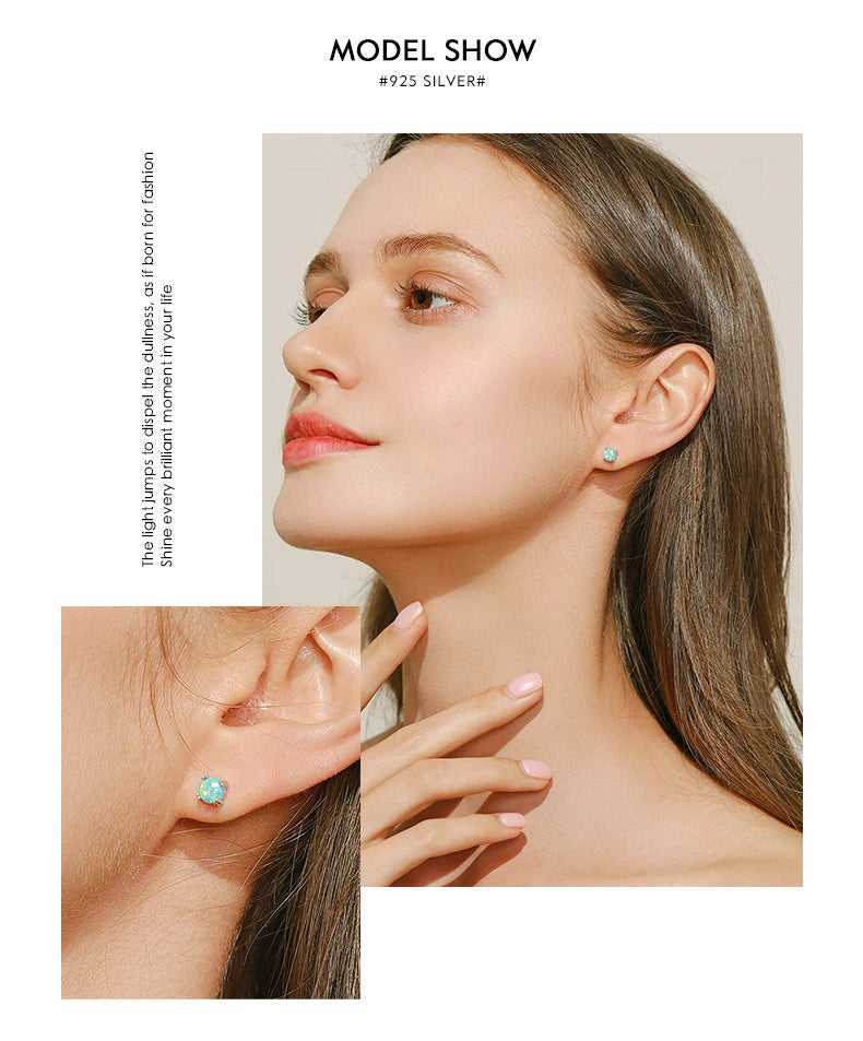 Fashionable, Bold and Beautiful DressMODIAN 925 Sterling Silver Fashion Stylish Natural Opal Stud Earrings For Women Girl Fine Jewelry Anniversary Gifts Accessories - Just The Fly Way