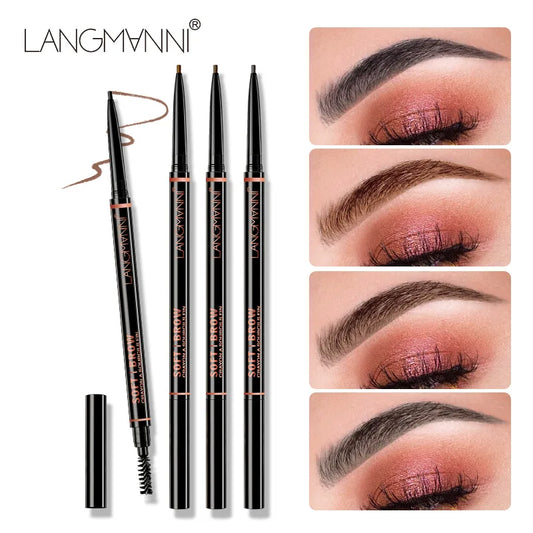 Fashionable, Bold and Beautiful DressLangmanni Double headed Rotable Eyebrow Pen with a 1.5mm diameter Fine refill Waterproof Wild Eyebrow Pen and Eyebrow Brush