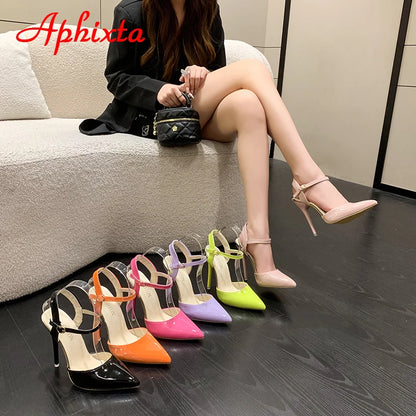 Fashionable, Bold and Beautiful DressWomen's Aphixta 12cm Super High Stiletto Heels Ankle Strap Sandals Pointed Toe Party Heels : Extended Sizes