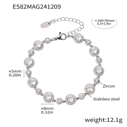 Shimmering Gold Plated Tennis Bracelet for Women - Vintage Charm Bangle with Zircon, Heart & Square Designs - Just The Fly Way