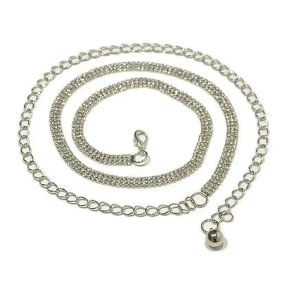 Rhinestone Chain Belt, Waist Chain Fashion Metal Belt, Silver or Gold Chain - Just The Fly Way