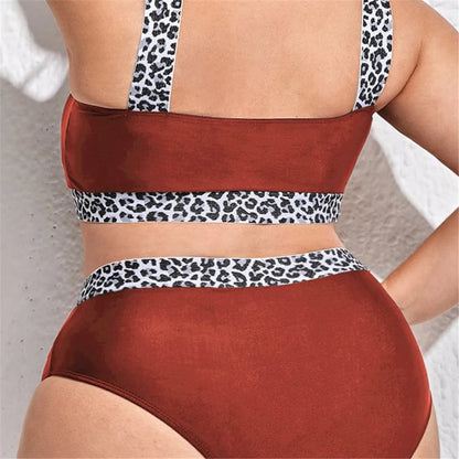 0XL - 4XL Splicing Bikini Plus Size Large Size Swimwear Women Swimsuit Female Two-pieces Bikini set Bather Bathing Suit V3785B - Just The Fly Way