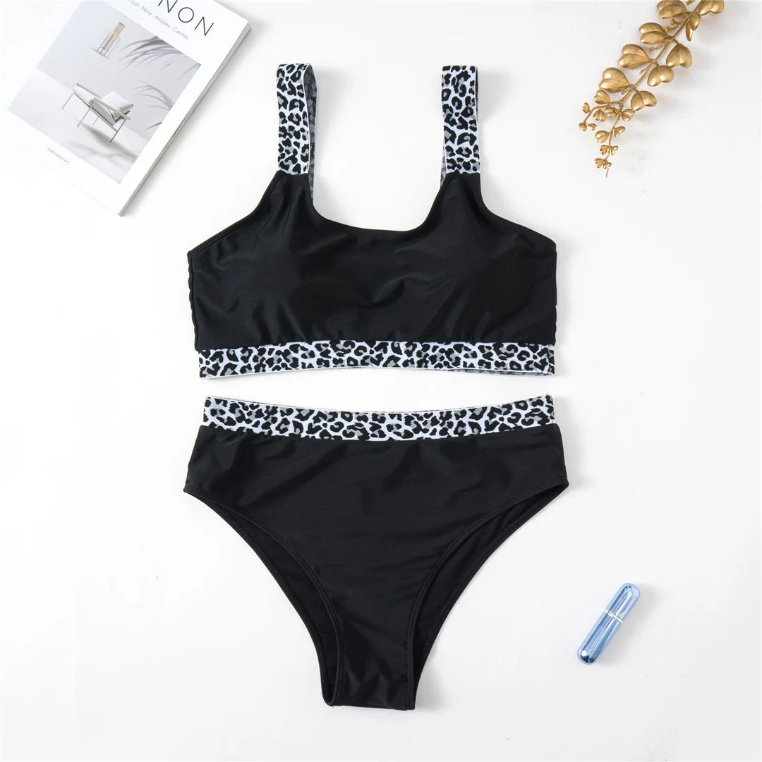 0XL - 4XL Splicing Bikini Plus Size Large Size Swimwear Women Swimsuit Female Two-pieces Bikini set Bather Bathing Suit V3785B - Just The Fly Way
