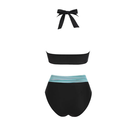 Fashionable, Bold and Beautiful Dressbikini Beach Colour Block Floral Printed Women's Swimsuit High Waist Two Piece For Teenagers biquinis feminino tendência 2024