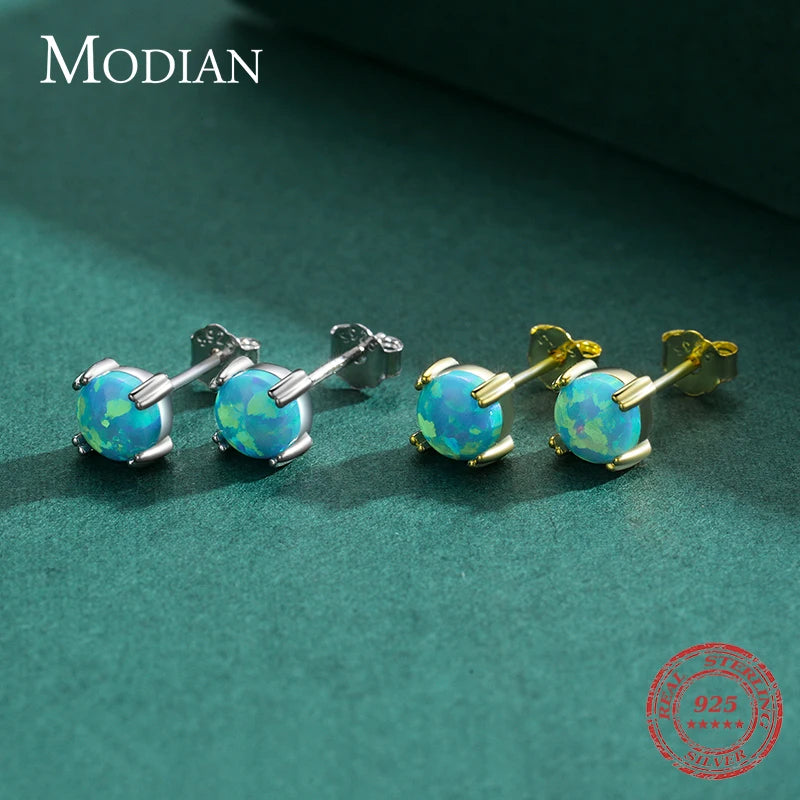 Fashionable, Bold and Beautiful DressMODIAN 925 Sterling Silver Fashion Stylish Natural Opal Stud Earrings For Women Girl Fine Jewelry Anniversary Gifts Accessories - Just The Fly Way