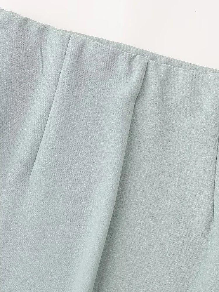 Green Top & Vintage, High Waist Back With Midi Skirt Set - Just The Fly Way