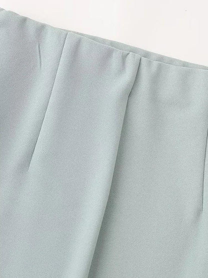 Green Top & Vintage, High Waist Back With Midi Skirt Set - Just The Fly Way