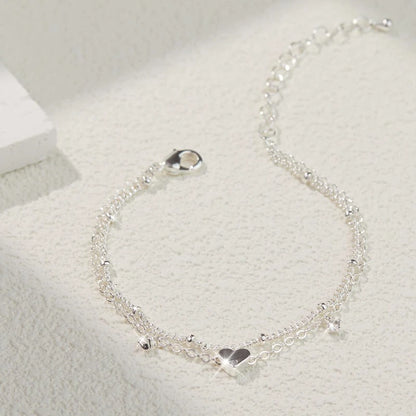 Trendy and Dainty 925 Sliver Plated CZ Waterproof Heart Charm Anklet - Just The Fly Way