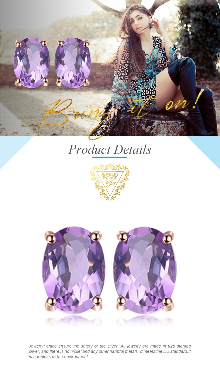 Fashionable, Bold and Beautiful DressJewelryPalace Rose Gold Yellow Gold Plated Oval Natural Amethyst Citrine Garnet Topaz Peridot 925 Sterling Silver Earrings Woman - Just The Fly Way