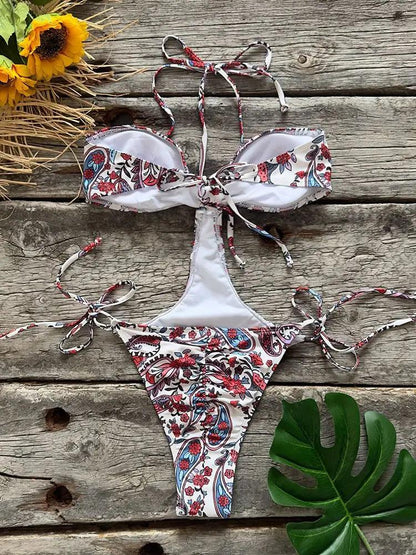 Amazing Selection of Various Prints, Low waistline Bikini Set With Backless Design - Just The Fly Way