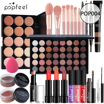 Fashionable, Bold and Beautiful DressPOPFEEL All-in-One Makeup Kit Gift Set with Eyeshadow Palette Foundation Lip Gloss Blush Brushes Eyeliner and More Beauty Gifts
