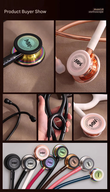 Fashionable, Bold and Beautiful DressMedical Double Sided Stethoscope Professional Portable Cardiology Stethoscope Medical Equipment Nurse Doctor Stethoscope