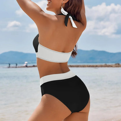 Fashionable, Bold and Beautiful Dressbikini Beach Colour Block Floral Printed Women's Swimsuit High Waist Two Piece For Teenagers biquinis feminino tendência 2024