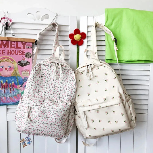 Floral White School Bags - Just The Fly Way