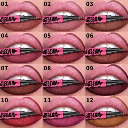 Fashionable, Bold and Beautiful Dress1PC Liquid Matte12-Color Lipliner Pencil Waterproof Plumping Stain Lipstick Natural Lip Liner Outline Lips Contour Makeup