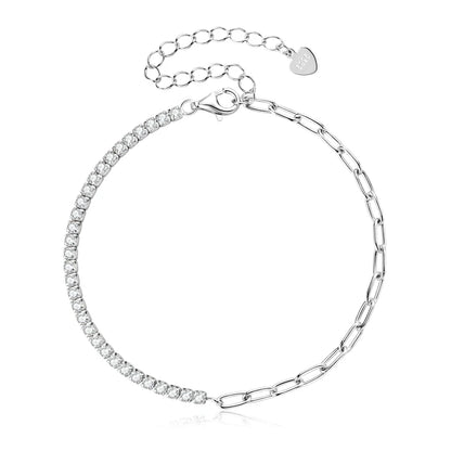 Shine On! 18k Gold Plated Moissanite & Silver Half Tennis Bracelet for Women & Men - Just The Fly Way