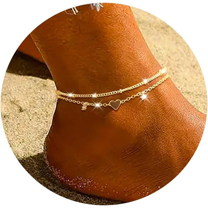 Trendy and Dainty 925 Sliver Plated CZ Waterproof Heart Charm Anklet - Just The Fly Way