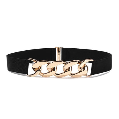 Fashion Elastic Belt, Gold or Silver Metal Buckle on Belt - Just The Fly Way