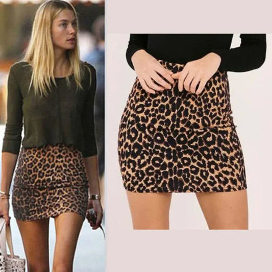 Leopard Print High Waist Skirt for Women - Pencil Bodycon Mini Skirt - Just The Fly Way