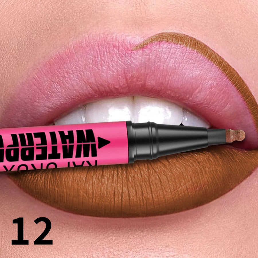 Fashionable, Bold and Beautiful Dress1PC Liquid Matte12-Color Lipliner Pencil Waterproof Plumping Stain Lipstick Natural Lip Liner Outline Lips Contour Makeup