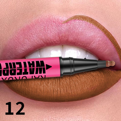 Fashionable, Bold and Beautiful Dress1PC Liquid Matte12-Color Lipliner Pencil Waterproof Plumping Stain Lipstick Natural Lip Liner Outline Lips Contour Makeup
