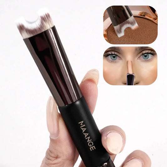 Fashionable, Bold and Beautiful DressMAANGE Nose Contour U-Shaped Makeup Brush for Sculpting And Defining Double Head Foundation Highlighter Brush Nose Shadow Brush