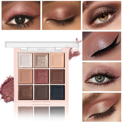 Fashionable, Bold and Beautiful DressJUJU DREAM 9-Color Eyeshadow Palette, Matte & Shimmer Finish, Soft Milk Tea Tones, Compact & Easy for Daily Student Makeup