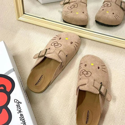 Sanrio Hello Kitty Cute Anime Slippers Summer Female Thick Sole Flat Shoes Sweet Cartoon Outdoor Anti Slip Slippers Girl Gift