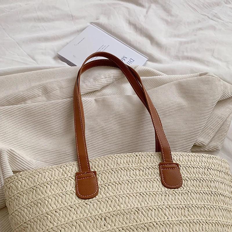 Women's Large Capacity Shoulder Bag with a Woven Basket Fashion - Just The Fly Way
