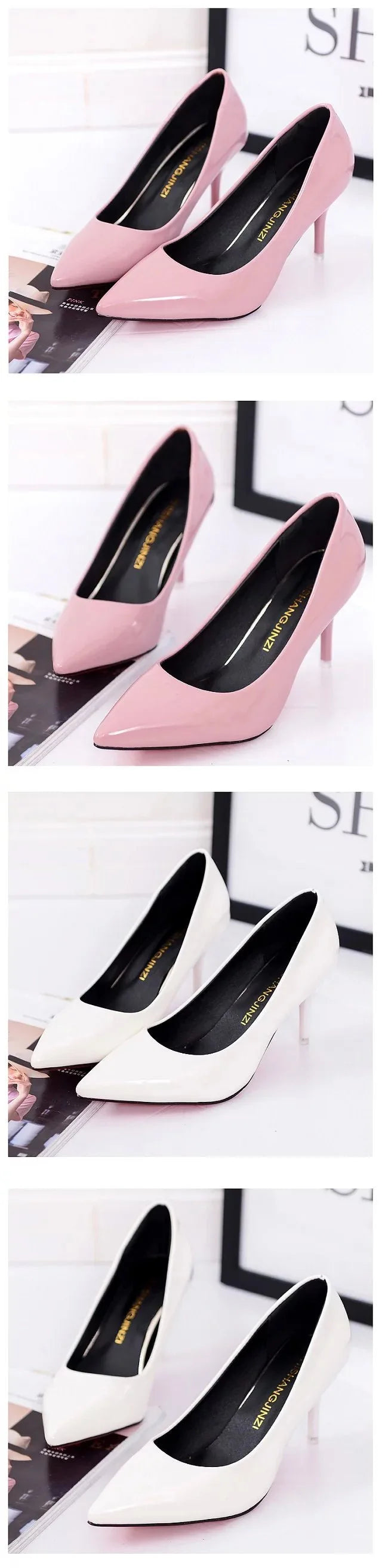 Fashionable, Bold and Beautiful DressBig Size Women's Boat Shoes Faux Suede High Heels Pointed Toe Pumps Stilettos Basic Pump for Female White Black Red Pink Blue