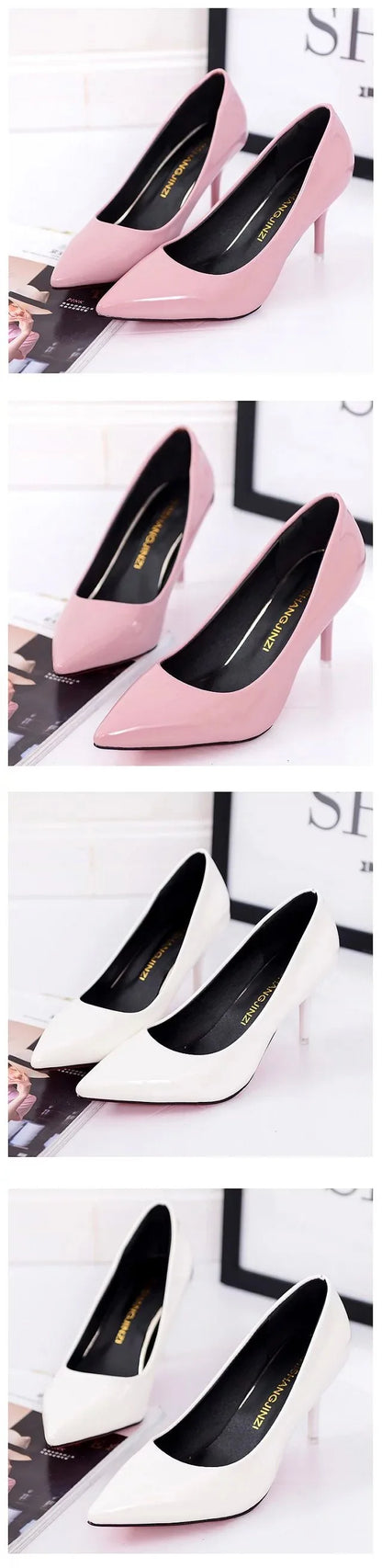 Fashionable, Bold and Beautiful DressBig Size Women's Boat Shoes Faux Suede High Heels Pointed Toe Pumps Stilettos Basic Pump for Female White Black Red Pink Blue