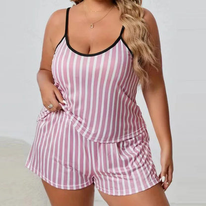 The Flirty and Cute Plus Size Printed Women's 2-piece Sleeveless Pajama Shorts Set In Multiple Colors and Sizes 1XL-5XL - Just The Fly Way