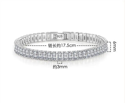 Shimmering 925 Silver Tennis Bracelet for Women – 3mm Round Black Jet Zircon Elegance for Every Occasion - Just The Fly Way