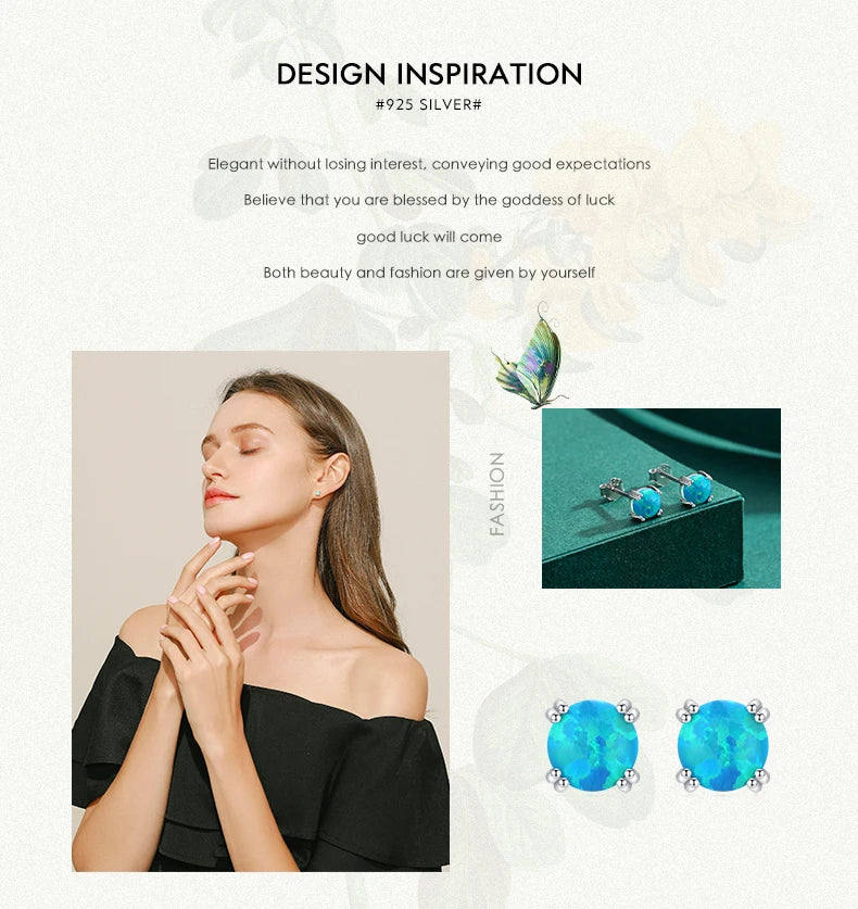 Fashionable, Bold and Beautiful DressMODIAN 925 Sterling Silver Fashion Stylish Natural Opal Stud Earrings For Women Girl Fine Jewelry Anniversary Gifts Accessories - Just The Fly Way