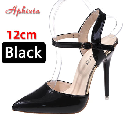 Fashionable, Bold and Beautiful DressWomen's Aphixta 12cm Super High Stiletto Heels Ankle Strap Sandals Pointed Toe Party Heels : Extended Sizes