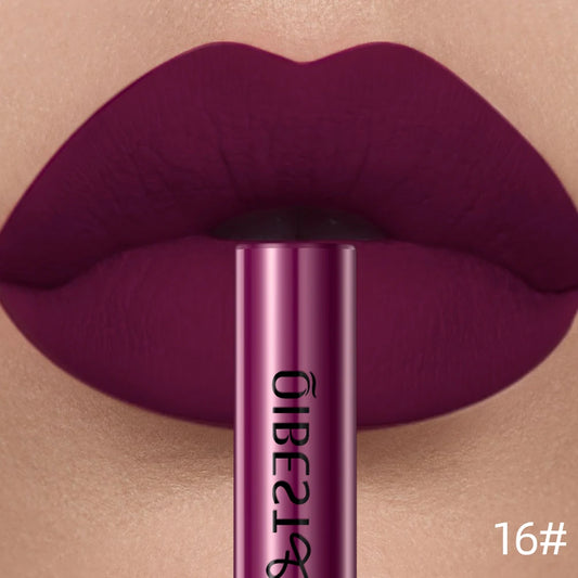 Fashionable, Bold and Beautiful DressQIBEST Matte Liquid Lipstick Waterproof Long Lasting Velvet Lip Gloss Tint Tube Matte Nude Pigment Red Lipgloss Lips Makeup