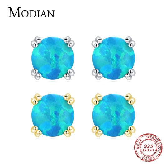 Fashionable, Bold and Beautiful DressMODIAN 925 Sterling Silver Fashion Stylish Natural Opal Stud Earrings For Women Girl Fine Jewelry Anniversary Gifts Accessories - Just The Fly Way