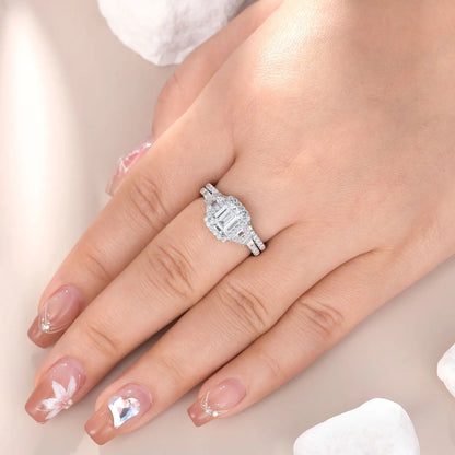 Fashionable, Bold and Beautiful DressNewshe Wedding Rings for Her AAAAA Cubic Zircon Women's Bridal Sets 925 Sterling Silver Emerald Cut Engagement Ring Size 5-10 - Just The Fly Way
