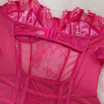 Lace Lingerie Bodysuit with Garter and Stockings - Just The Fly Way