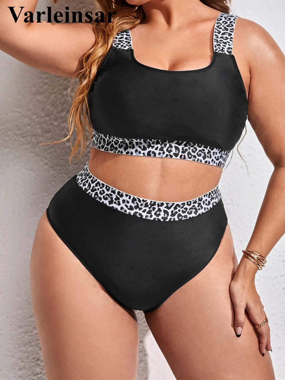 0XL - 4XL Splicing Bikini Plus Size Large Size Swimwear Women Swimsuit Female Two-pieces Bikini set Bather Bathing Suit V3785B - Just The Fly Way