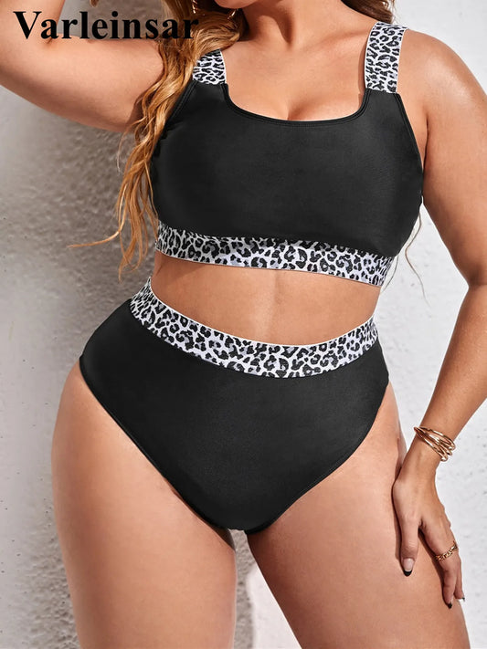 0XL - 4XL Splicing Bikini Plus Size Large Size Swimwear Women Swimsuit Female Two-pieces Bikini set Bather Bathing Suit V3785B - Just The Fly Way