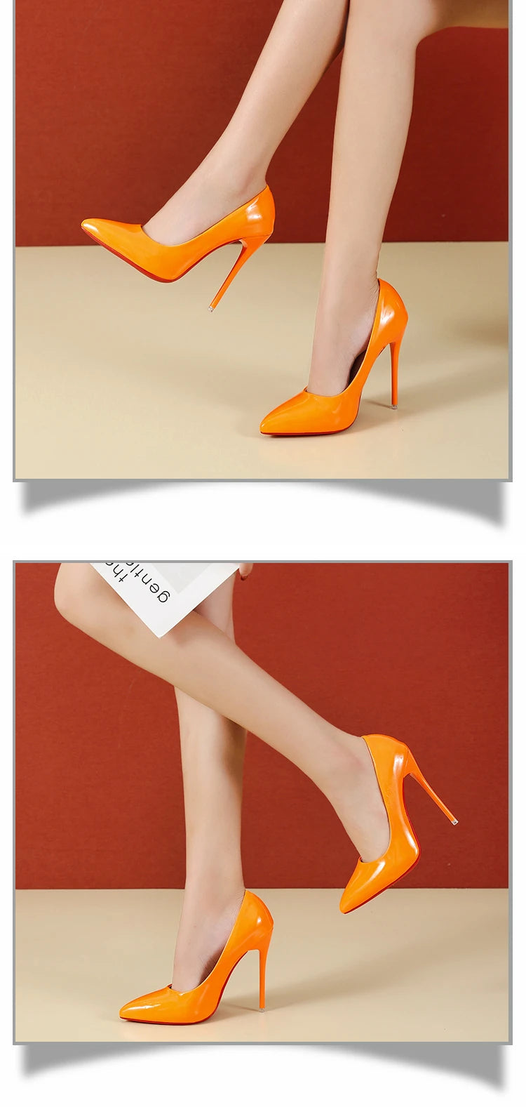 Fashionable, Bold and Beautiful DressTemperament 12cm Super High Thin Heels Shoes Women Pumps Pointed Toe Colorful Patent Leather Stiletto Wedding Shoe Size 45