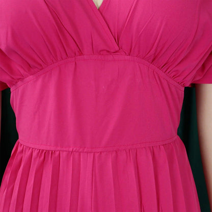 Elegant V-neck Solid Color Fashion Pleated Wide leg Jumpsuit, Pants Romper - Just The Fly Way