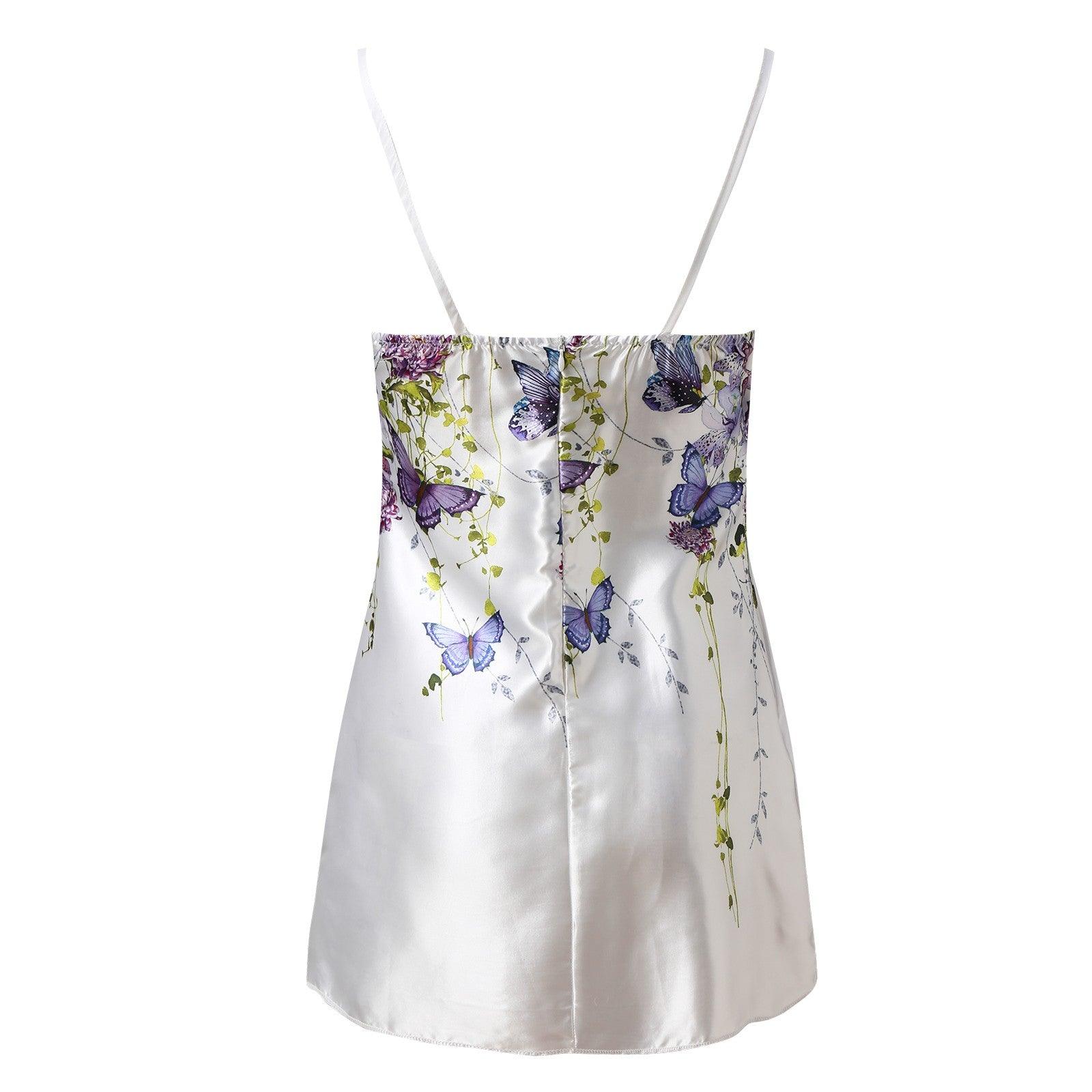 Print Mini Dress With Spaghetti Straps, Backless, Sleeveless, Bodycon Type - Just The Fly Way