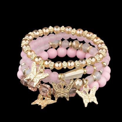 Trendy Butterfly Beaded Four Bracelet Set - Just The Fly Way