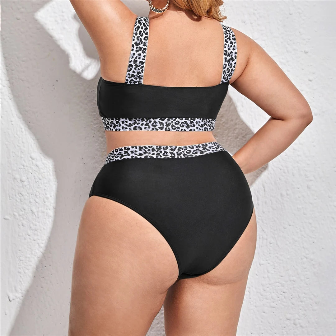 0XL - 4XL Splicing Bikini Plus Size Large Size Swimwear Women Swimsuit Female Two-pieces Bikini set Bather Bathing Suit V3785B - Just The Fly Way