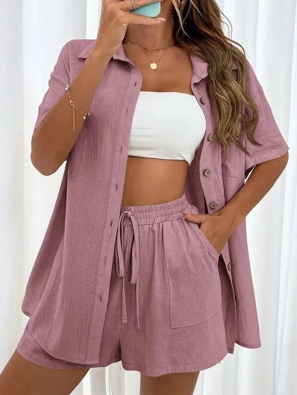 Summer Short Sleeve Shirt and Shorts, Two Piece Set - Just The Fly Way