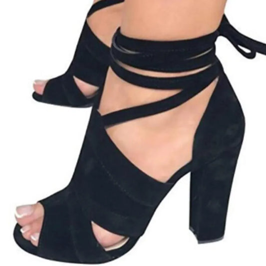 Fashionable, Bold and Beautiful DressWoman Sandals Summer Shoes High Heels Side Empty Ankle Cross Straps Open Toe Sandals Summer Sexy High Heel Shoes uo98