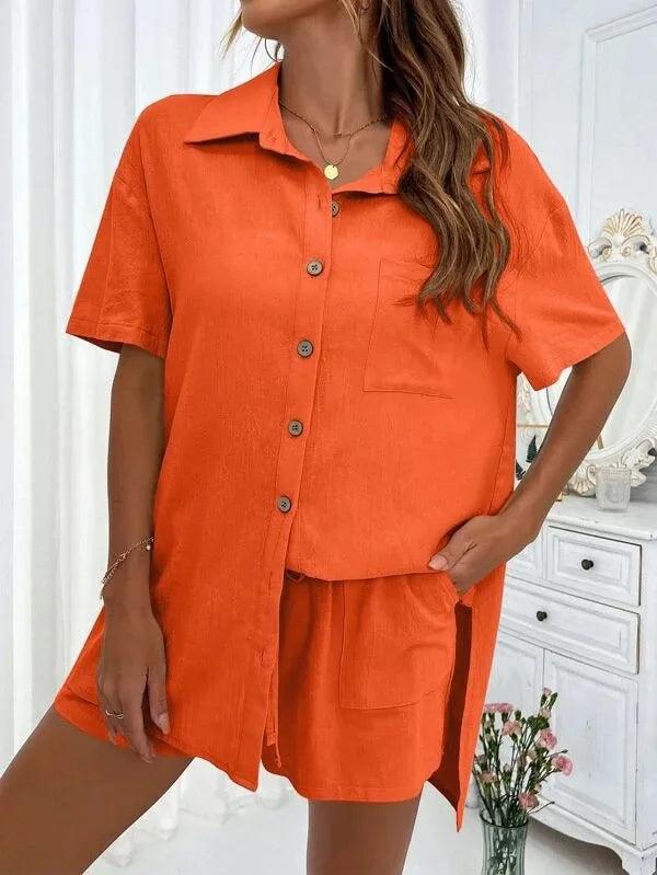Summer Short Sleeve Shirt and Shorts, Two Piece Set - Just The Fly Way